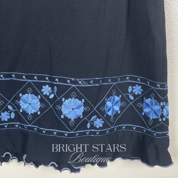 Rare Embroidered Skirt ASO Lorelai Gilmore Girls Vintage Black Blue Embroidered - Picture 7 of 7